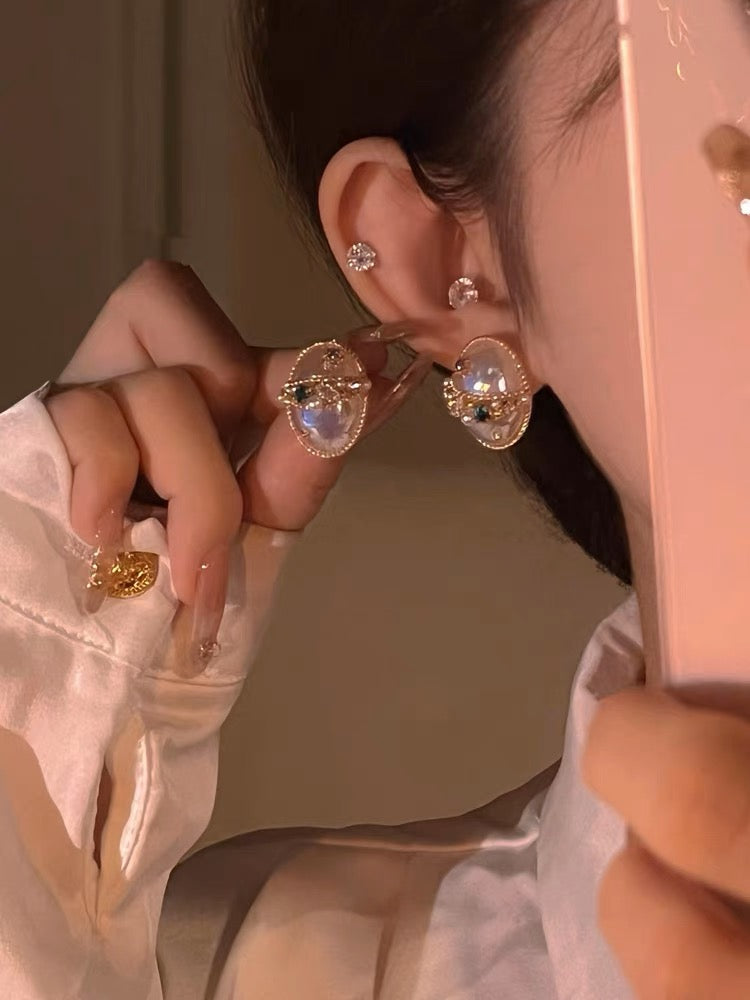 復古宮廷風鑽珍珠耳環Retro court style diamond pearl earrings