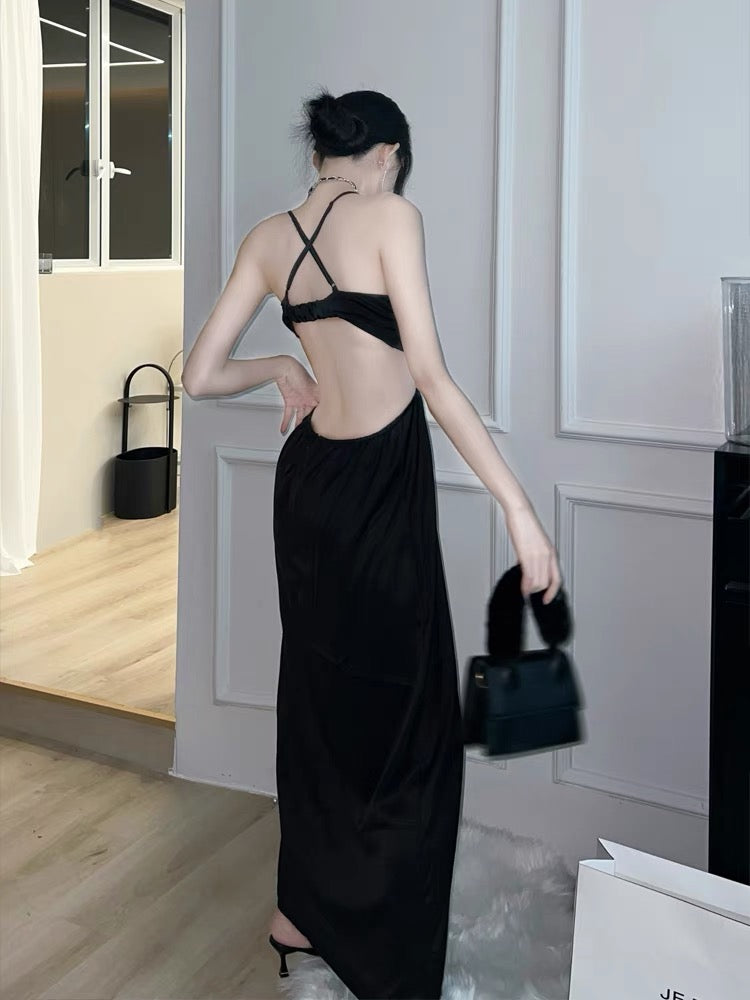 露背挖腰氣質度假連衣裙open back elegant holiday dress