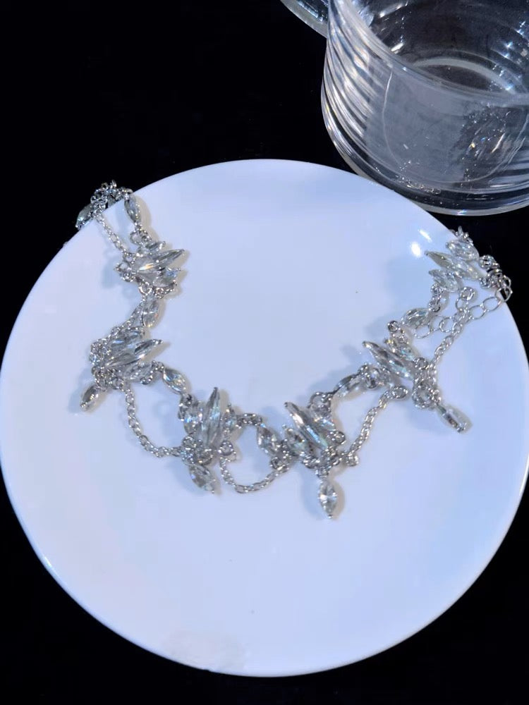 名媛高級宴會小眾設計水鑽頸鏈Advanced Banquet Rhinestone Design Necklace