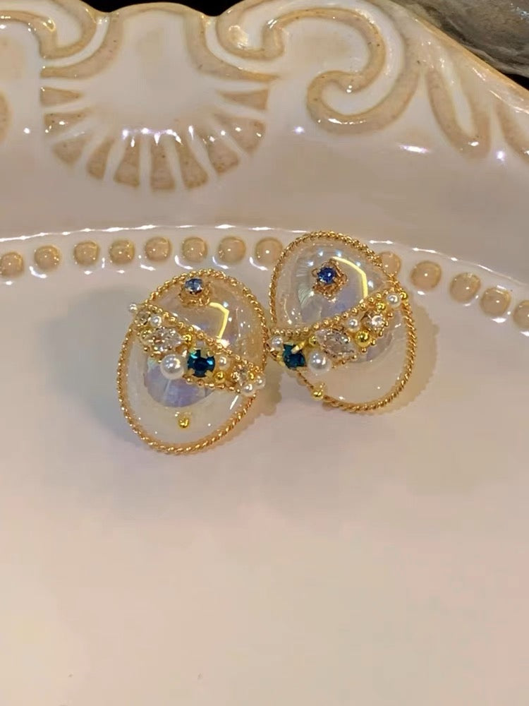 復古宮廷風鑽珍珠耳環Retro court style diamond pearl earrings